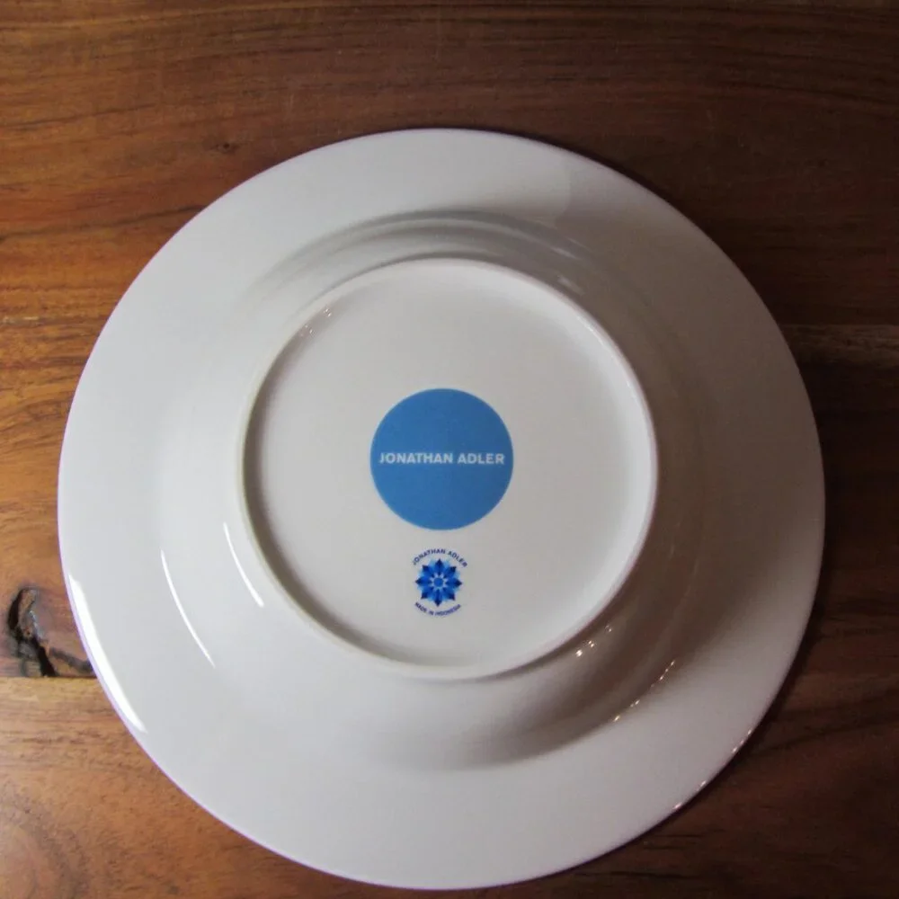 Jonathan Adler silver & blue greek key bowls- pair of 2 (W5106)